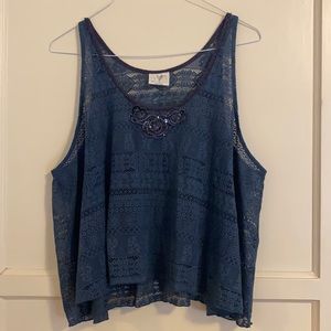 Free people blue purple lace top coverup